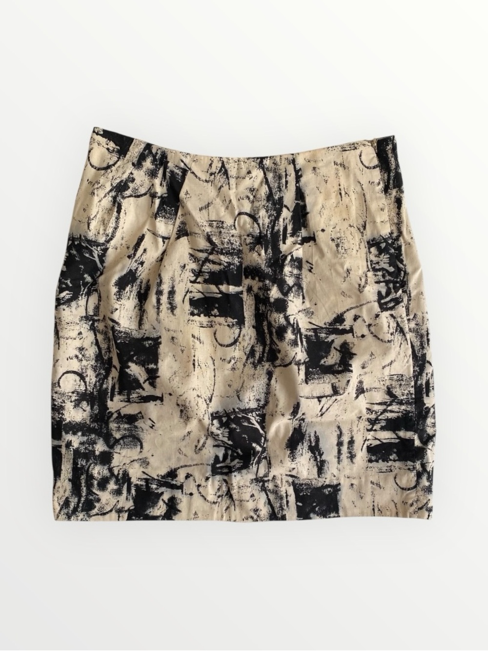 Marni Beige & Black Cotton Abstract Knee Length Skirt Size IT 46